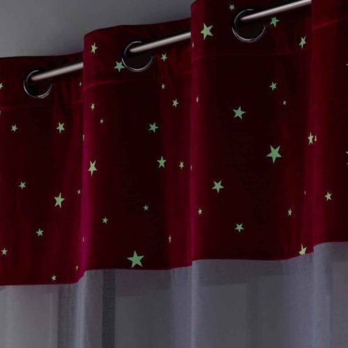 Rideau Voilage Phosphorescent "moonlight" 140x280cm Fuchsia