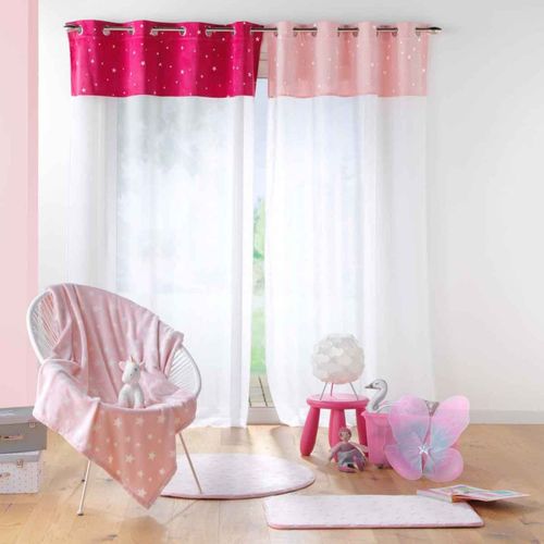 Rideau Voilage Phosphorescent "moonlight" 140x280cm Fuchsia