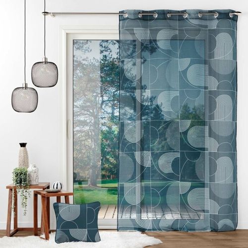 Rideau Voilage à Oeillets "esquisse" 140x280cm Bleu