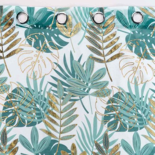 Rideau Voilage à Oeillets "ornella" 140x280cm Blanc et Émeraude