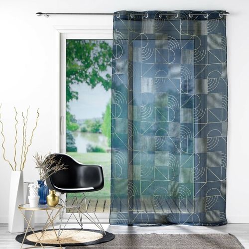 Rideau Voilage à Oeillets "lineor" 140x280cm Marine