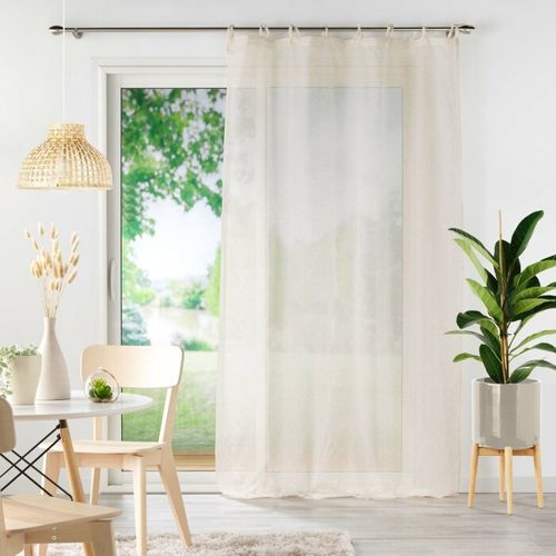 Voilage à Nouettes - Effet Lin Tissé - 140x240 Cm - Beige