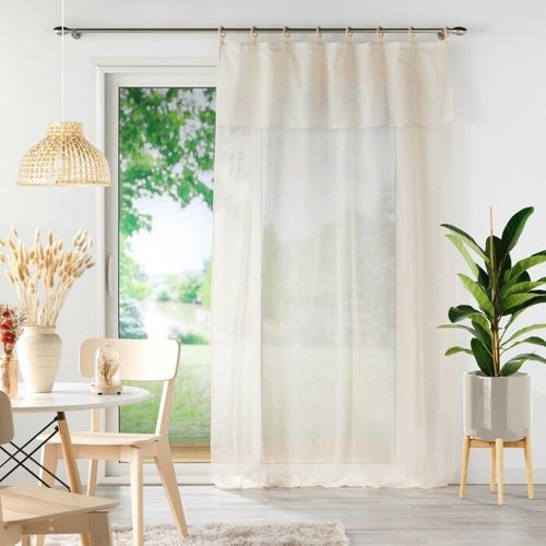 Voilage à Volant Et Oeillets En Bois - 140x240 Cm - Beige