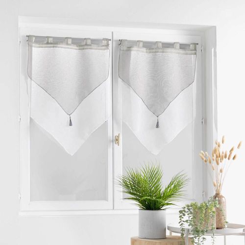 Paire De Voilages "duetto" 60x90cm Gris et Blanc