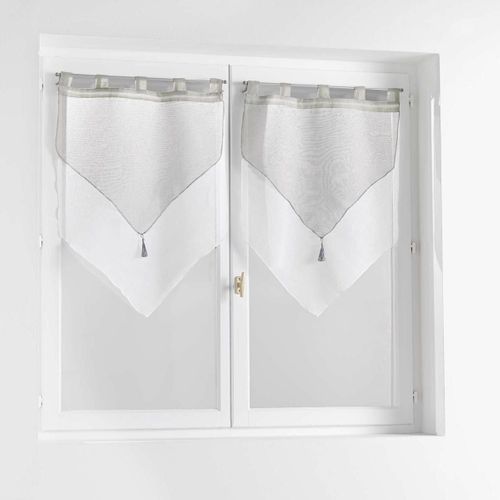 Paire De Voilages "duetto" 60x90cm Gris et Blanc