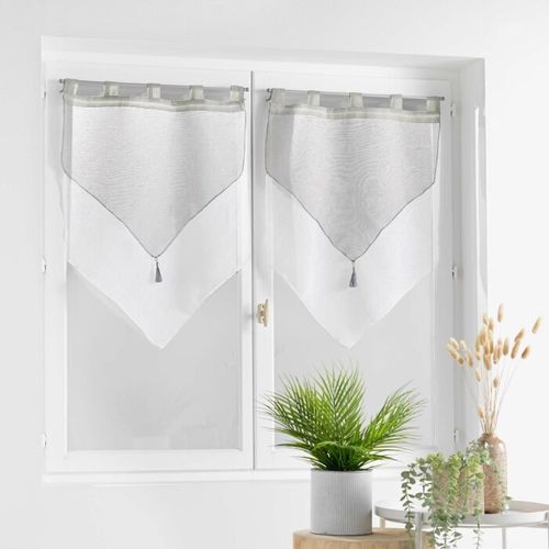 Paire De Voilages "duetto" 60x90cm Gris et Blanc