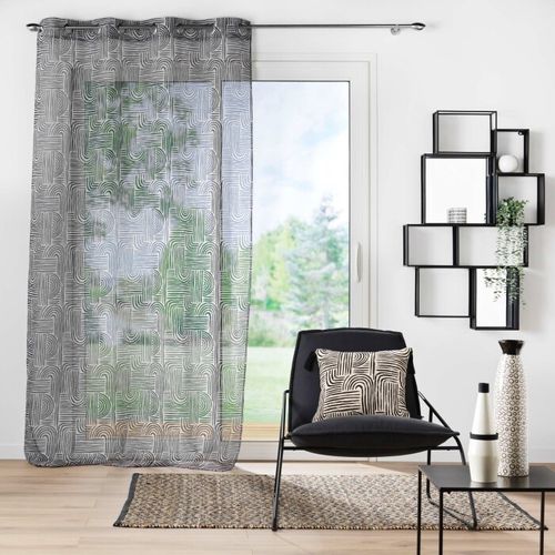 Rideau Voilage à Oeillets Imprimé "pandore" 140x240cm Noir