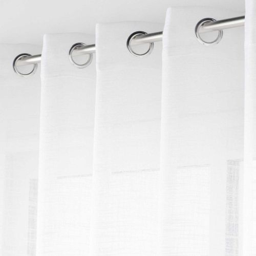 Voilage à Oeillets Haltona Blanc - Effet Lin Tissé - 240x240 Cm - Blanc