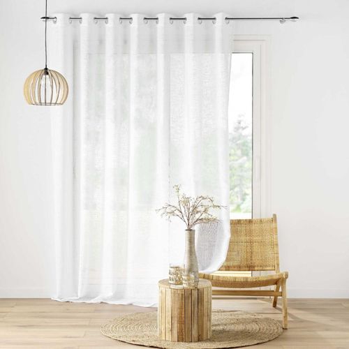 Voilage à Oeillets Haltona Blanc - Effet Lin Tissé - 240x240 Cm - Blanc