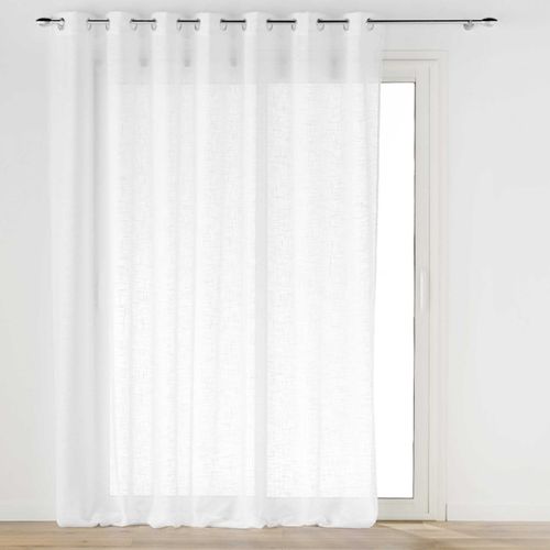 Voilage à Oeillets Haltona Blanc - Effet Lin Tissé - 240x240 Cm - Blanc