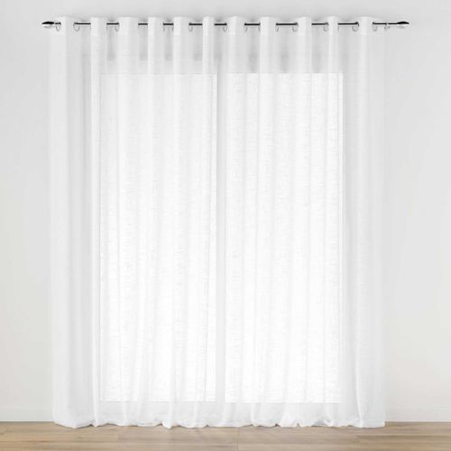 Grand Voilage à Oeillets Haltona Blanc - Effet Lin Tissé - 400x240 Cm - Blanc