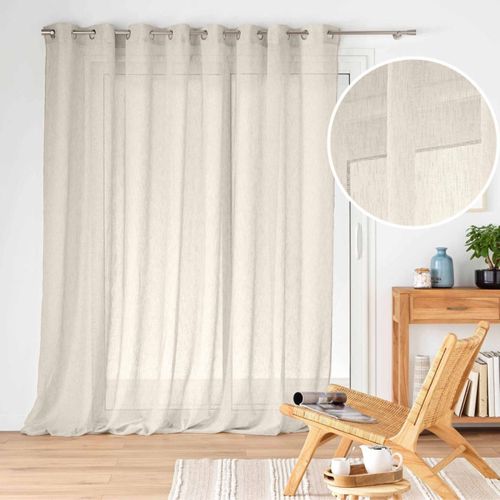 Voilage Grande Largeur - Effet Lin Tissé - 300x240 Cm - Lin