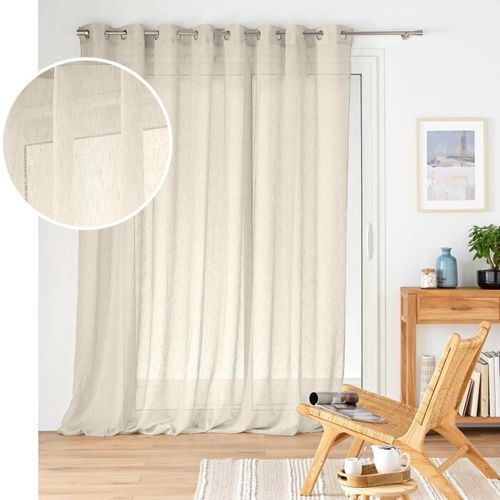 Voilage Grande Largeur - Effet Lin Tissé - 300x240 Cm - Lin