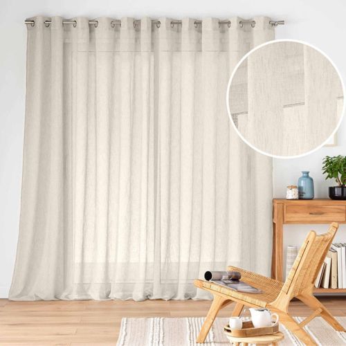 Voilage Grande Largeur - Effet Lin Tissé - 400x240 Cm - Lin