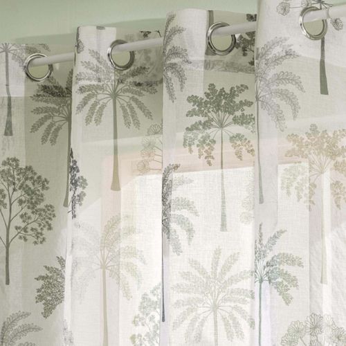 Rideau Voilage à Oeillets Imprimé "palmea" 140x280cm Vert