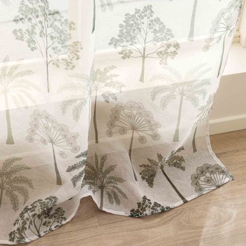 Rideau Voilage à Oeillets Imprimé "palmea" 140x280cm Vert