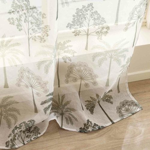 Rideau Voilage à Oeillets Imprimé "palmea" 140x280cm Vert