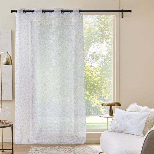 Voilage à Oeillets 140 X 240 Cm – Voile Imprimé Métallisé Duchesse – Sable