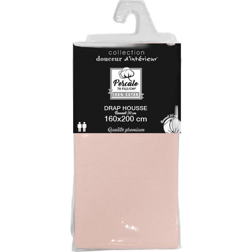 Drap Housse "percaline" 160x200cm Rose