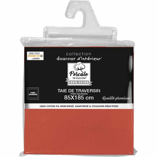 Taie De Traversin "percaline" 85x185cm Terracotta