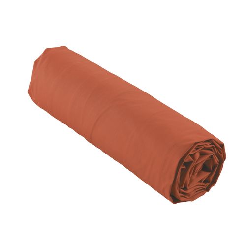 Drap Housse 2 Personnes 160 X 200 Cm Percale Uni 78 Fils Bonnet 30 Cm Terracotta