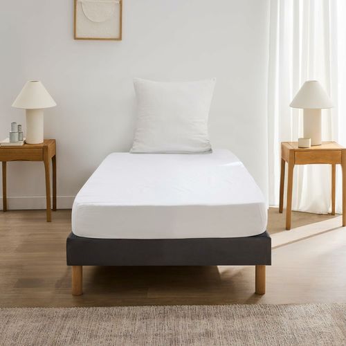 Protège Matelas Molleton, Anti-acariens, 90x190cm, Blanc, 100% Coton