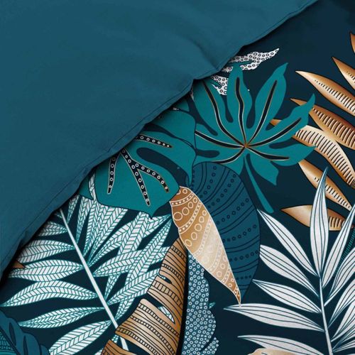 Parure De Lit Coton Alianor Bleu Bleu 140x200