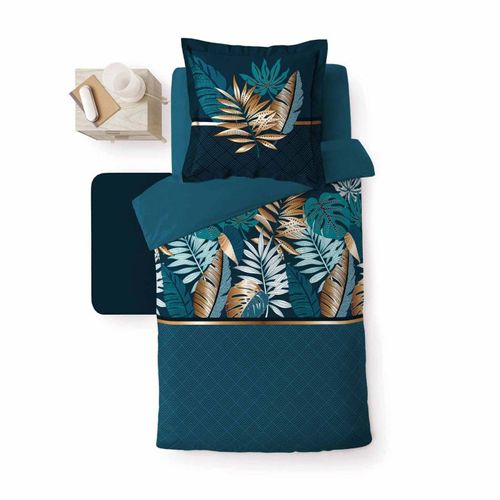 Parure De Lit Coton Alianor Bleu Bleu 140x200