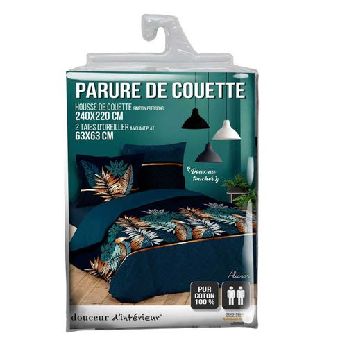 Parure De Lit Coton Alianor Bleu Bleu 240x220