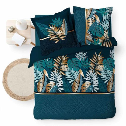 Parure De Lit Coton Alianor Bleu Bleu 260x240