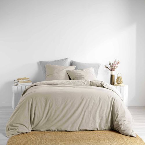 Parure De Lit Coton Lavé Linette Beige 240x220