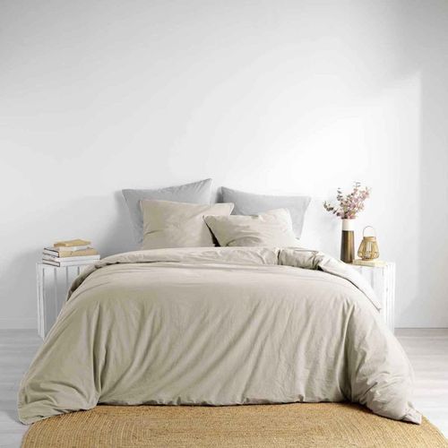 Parure De Lit Coton Lavé Linette Beige 260x240