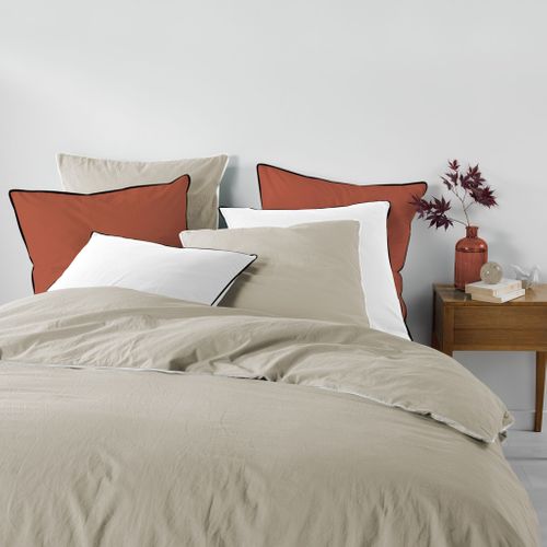 Parure De Lit Coton Lavé Linette Beige 260x240