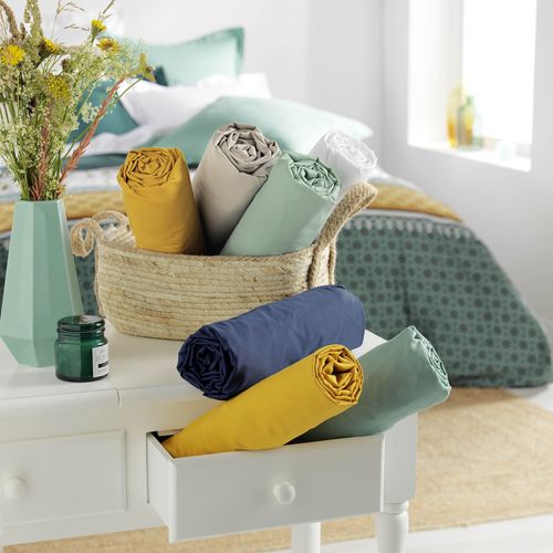 Drap Housse En Coton "biolina" 180x200cm Bordeaux