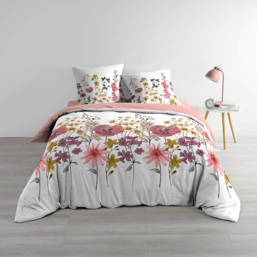 Parure De Lit Double Gaze De Coton Rosine Rose 240x220