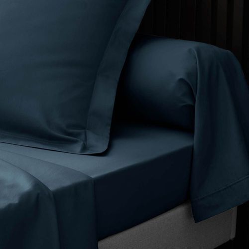 Drap Housse "percaline" 90x190cm Bleu Nuit