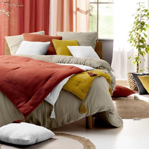 Parure De Lit Gaze De Coton Angelia Sable 260x240 Cm