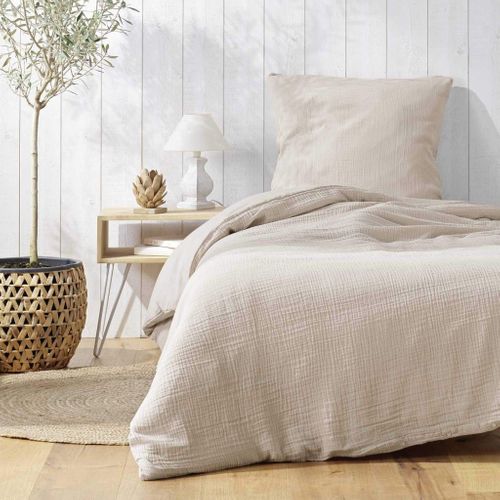 Parure De Lit Gaze De Coton Angelia Sable 260x240 Cm