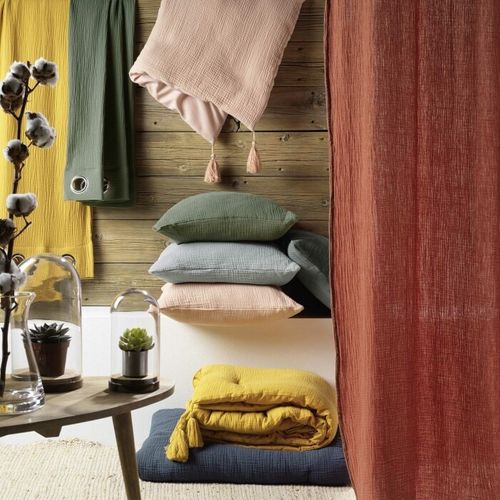 Parure De Lit Gaze De Coton Angelia Sable 260x240 Cm