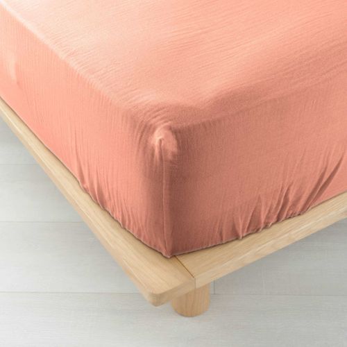 Drap Housse Double Gaze De Coton Angelia Rose 140x190 Cm