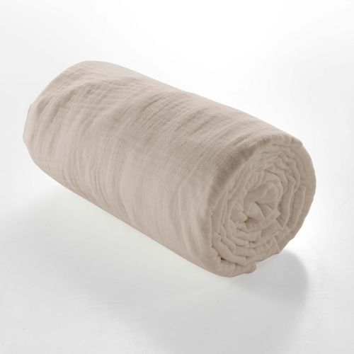 Drap Housse Double Gaze De Coton Angelia Sable 140x190 Cm