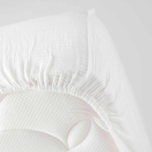 Drap Housse Double Gaze De Coton Angelia Blanc 140x190 Cm