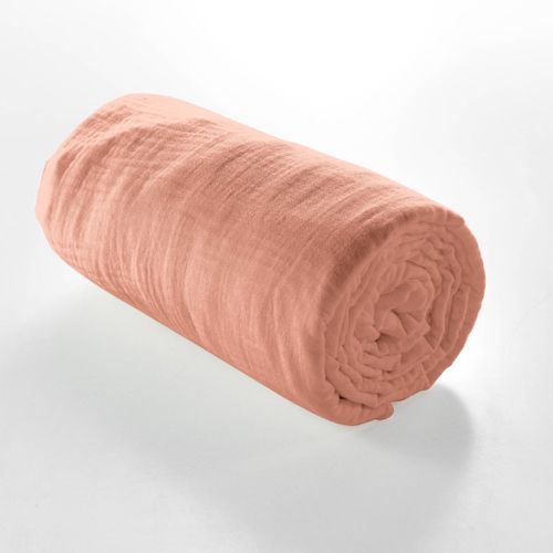 Drap Housse Double Gaze De Coton Angelia Rose 160x200 Cm