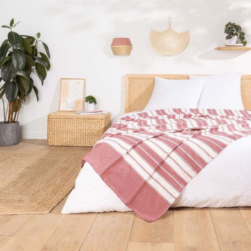Couvre-lit Imprimé Jacquard "abby" 180x220cm Rose