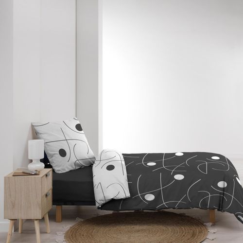 Parure De Lit 2 Pièces Réversible "sonate" 140x200cm Gris