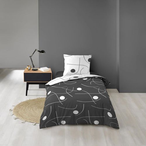 Parure De Lit 2 Pièces Réversible "sonate" 140x200cm Gris