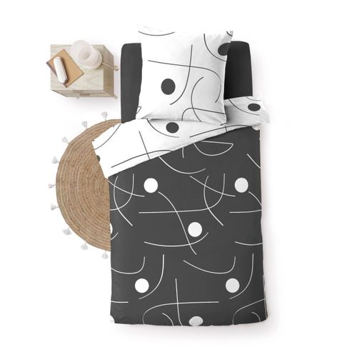 Parure De Lit 2 Pièces Réversible "sonate" 140x200cm Gris