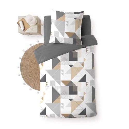 Parure De Lit 2 Pièces "trigone" 140x200cm Gris