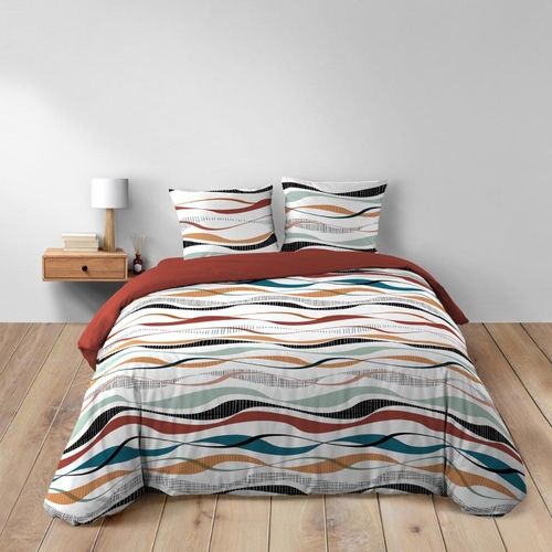 Parure De Lit 3 Pièces "vagueline" 240x220cm Rouge