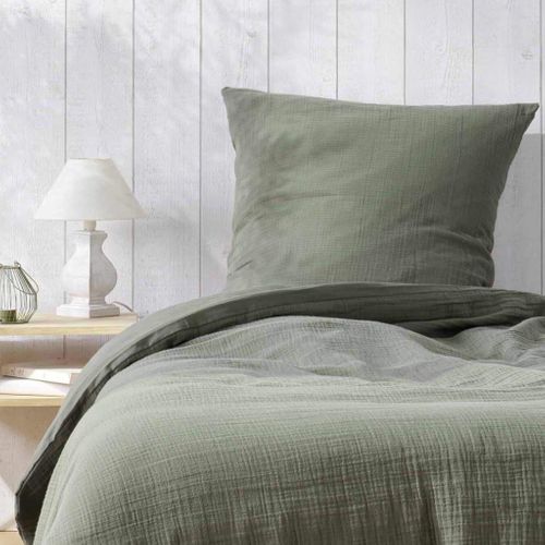 Parure De Lit Gaze De Coton Angelia Kaki 140x200 Cm